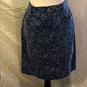 Jones New York Dark Blue Floral Midi Skirt